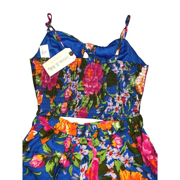 Lottie & Holly BOG Collective NWT Peep Stomach Floral Romper Sz Small Womens Blu - Picture 7 of 14